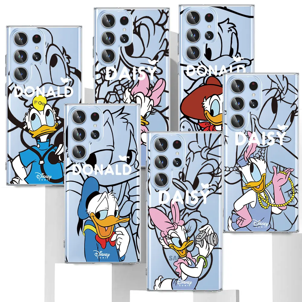 Disney Donald Duck Couple Case for Samsung Galaxy S23 S21 S24 S20 FE S22 Ultra S10 S10e S9 Plus S8 TPU Transparent Phone Cover