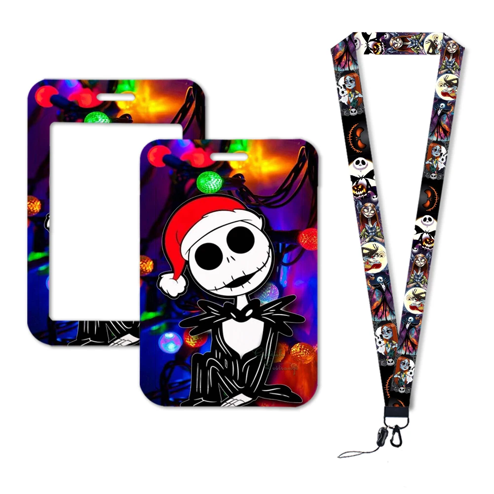 Nightmare Before Christmas Id ผู้ถือบัตร Lanyard Retractable คลิปสายคล้องคอรถบัสผู้ถือป้ายของขวัญฮาโลวีน