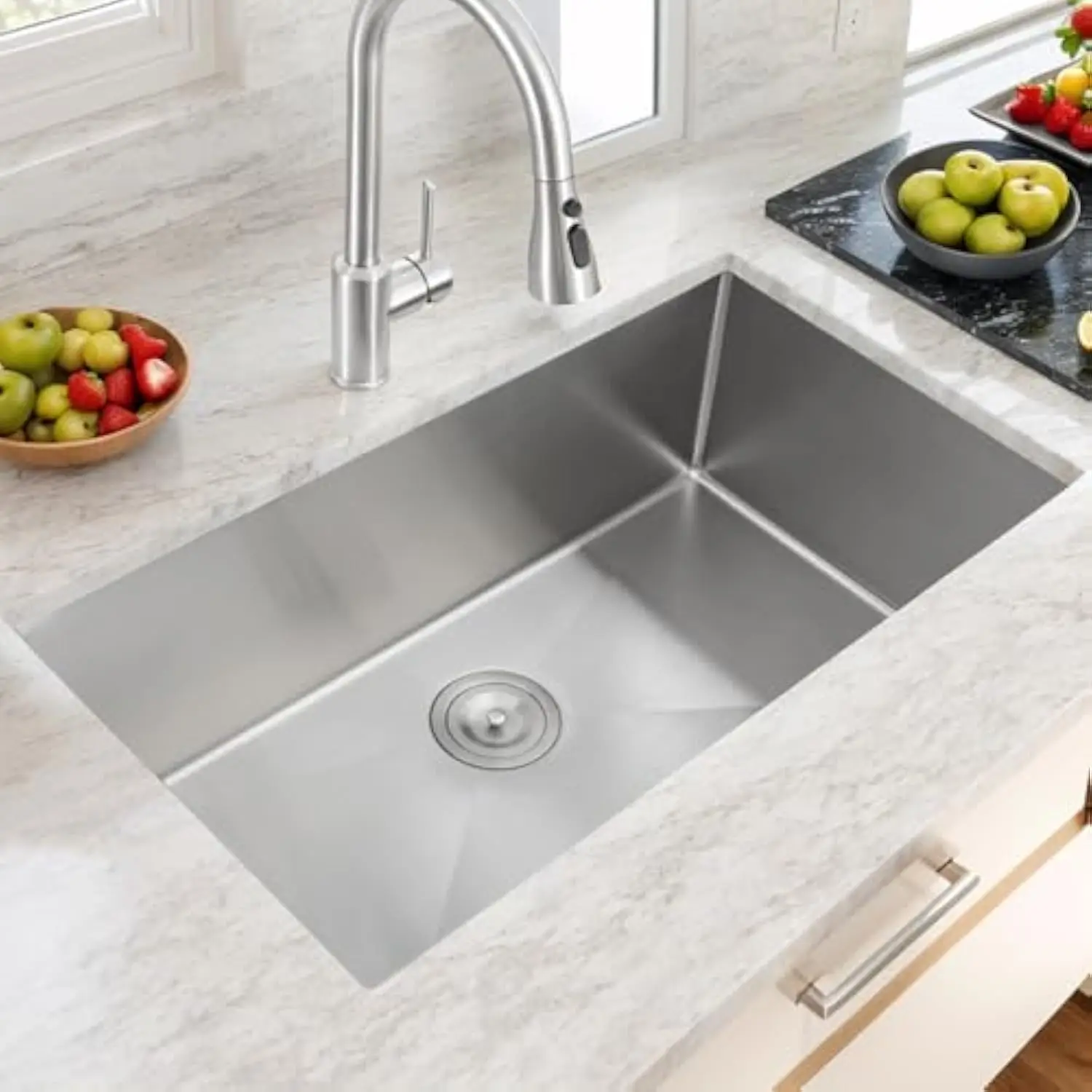 

30 X 16 Inch Undermount Kitchen Sink,Brushed Nickel Stainless Steel Kitchen Sink, 16 Gauge 9 Inch Deep Handmade Sink with Drai