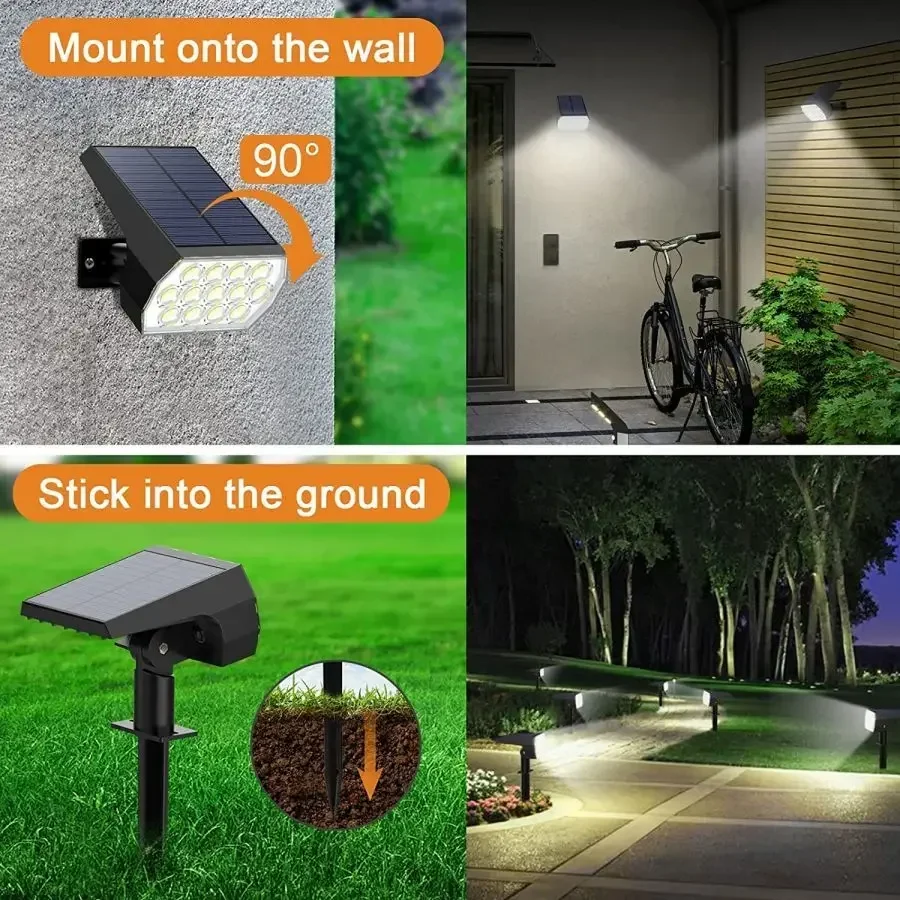 Solar Lights Outdoor Waterproof 52/56LED 2pc 3 Lighting Modes Solar Powered Garden Yard Spot Light For Outdoor Landscape Decor