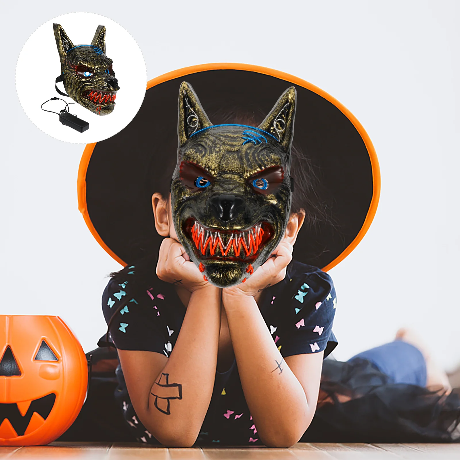 

Glow Mask Terrible Costume Halloween LED Cover for Scary Carnival Child
