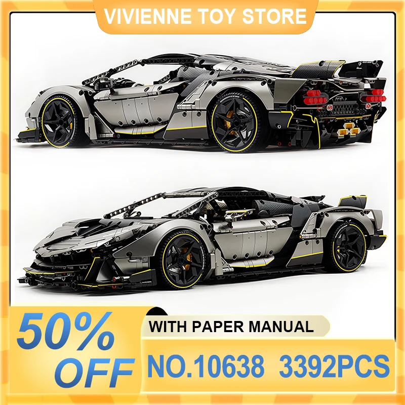 

GULY 10638 1:8 Technical Sports Car Hypercar Building Blocks MOC Racing Vehicle Brick Assembly Toys For Kid Adult Christmas Gift