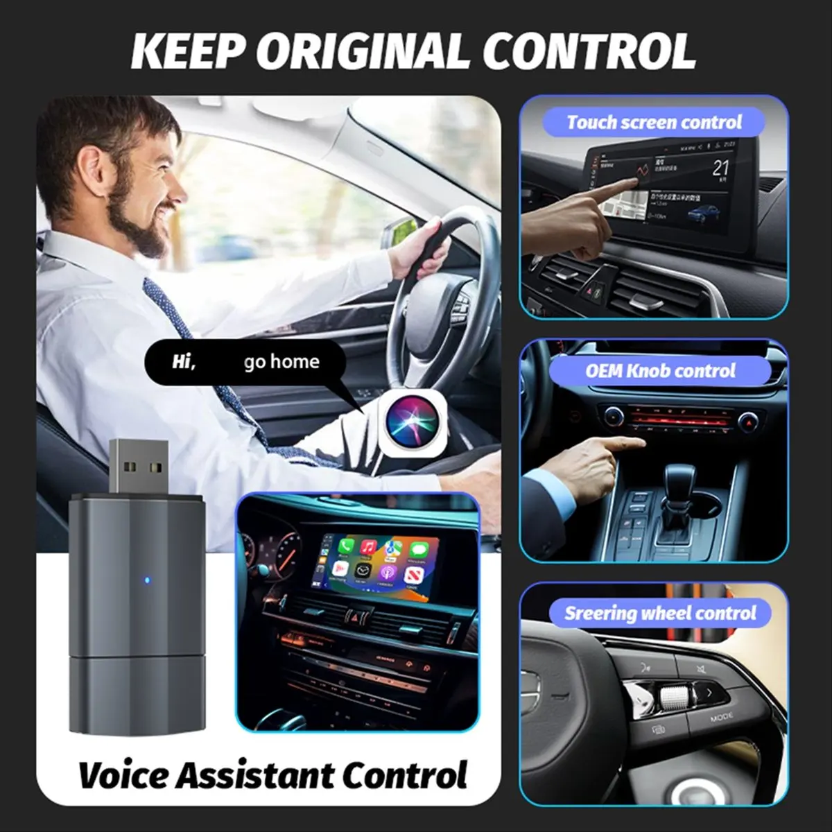 Top Sale 2in1 Mini Box Wireless Carplay Android Auto Box Plug&Play Wired to Wireless Wifi Auto Connect Mini Adapter