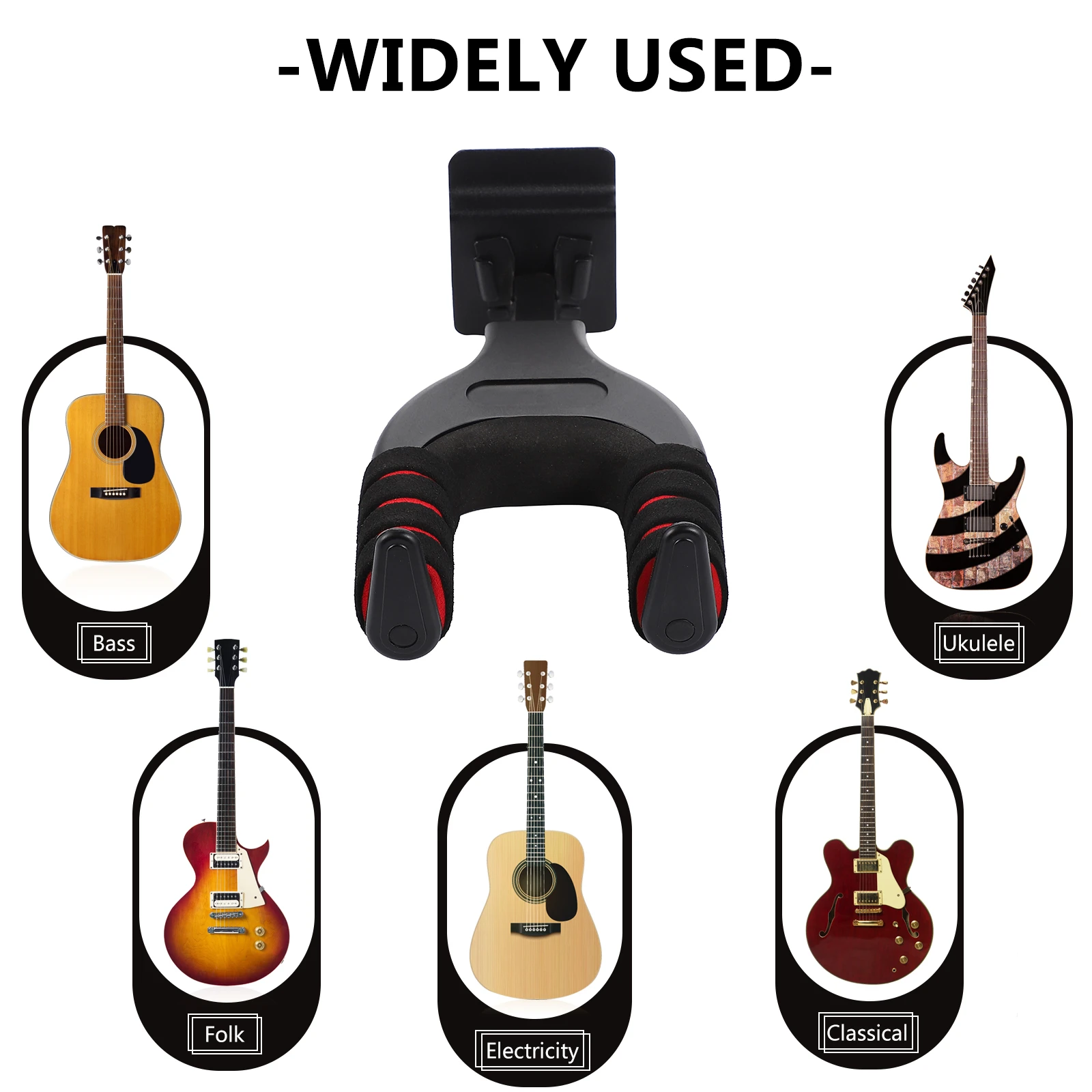 

Guitar Hook Self-locking Hanger Wall-Mounted Hooks Stand Display Storage Holding Sponge Rack