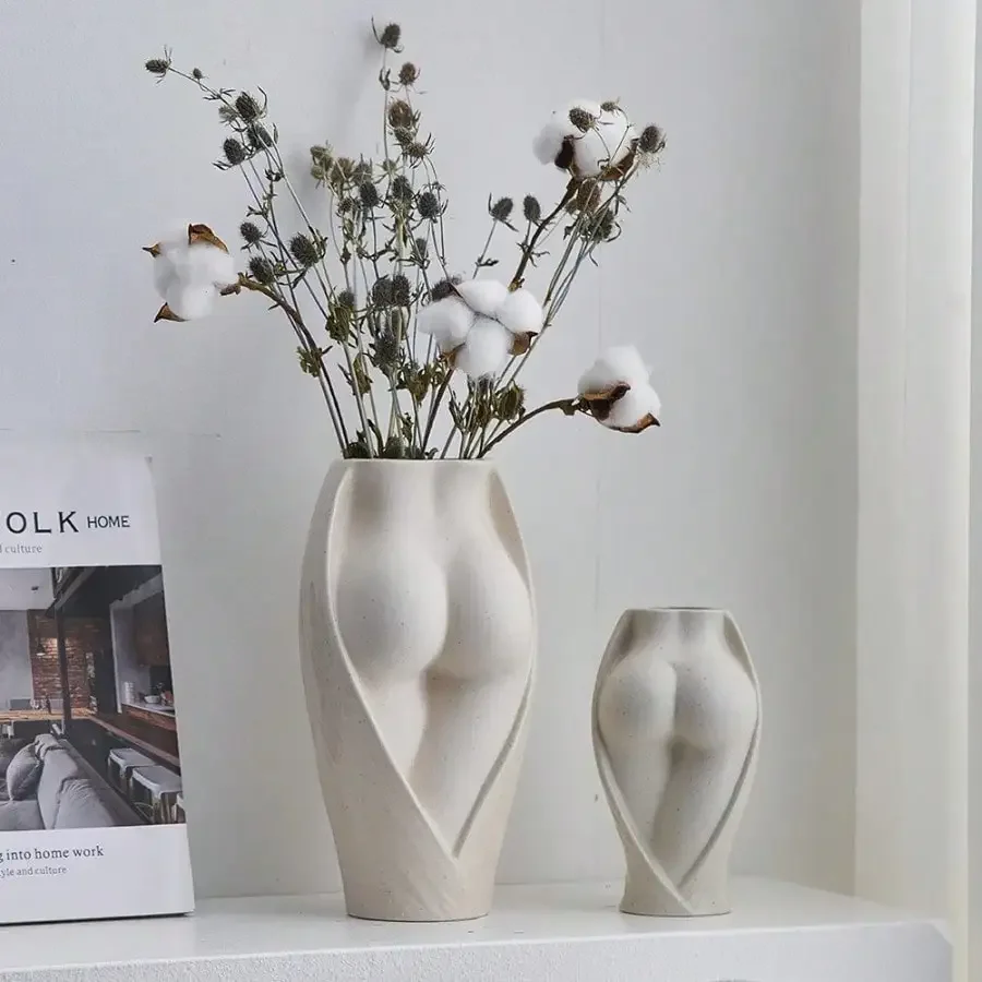 Home Vases Modern Living Room Tabletop Decoration Irregular Ceramic Vases Dry Flower Pots Flower Arrangement Plant Flower Pots
