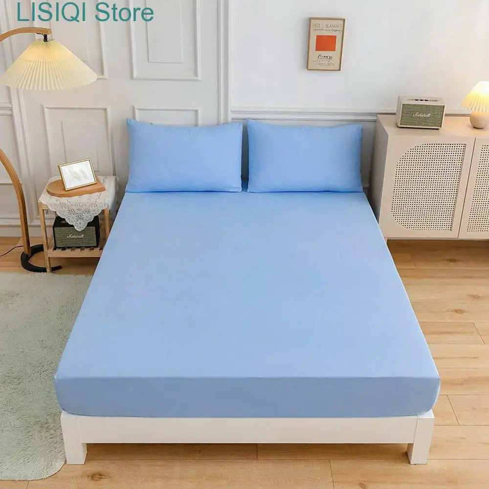 New Fashion Simple solid color White Bed Fitted Sheets Mattress Cover with Elastic Microfiber 90*200*27 120*200*27cm