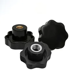 M4 M5 M6 M8 M10 M12 M16 Plum Bakelite Hand Tighten Nuts Handle Thread Star Mechanical Black Thumb Nuts Clamping Knob Manual Nuts
