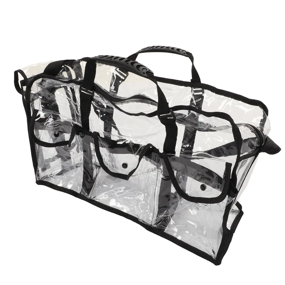 Durable PVC Clear Makeup Bag Waterproof Black Transparent Cosmetic Bag Professional Makeup Organizer For Beach Use