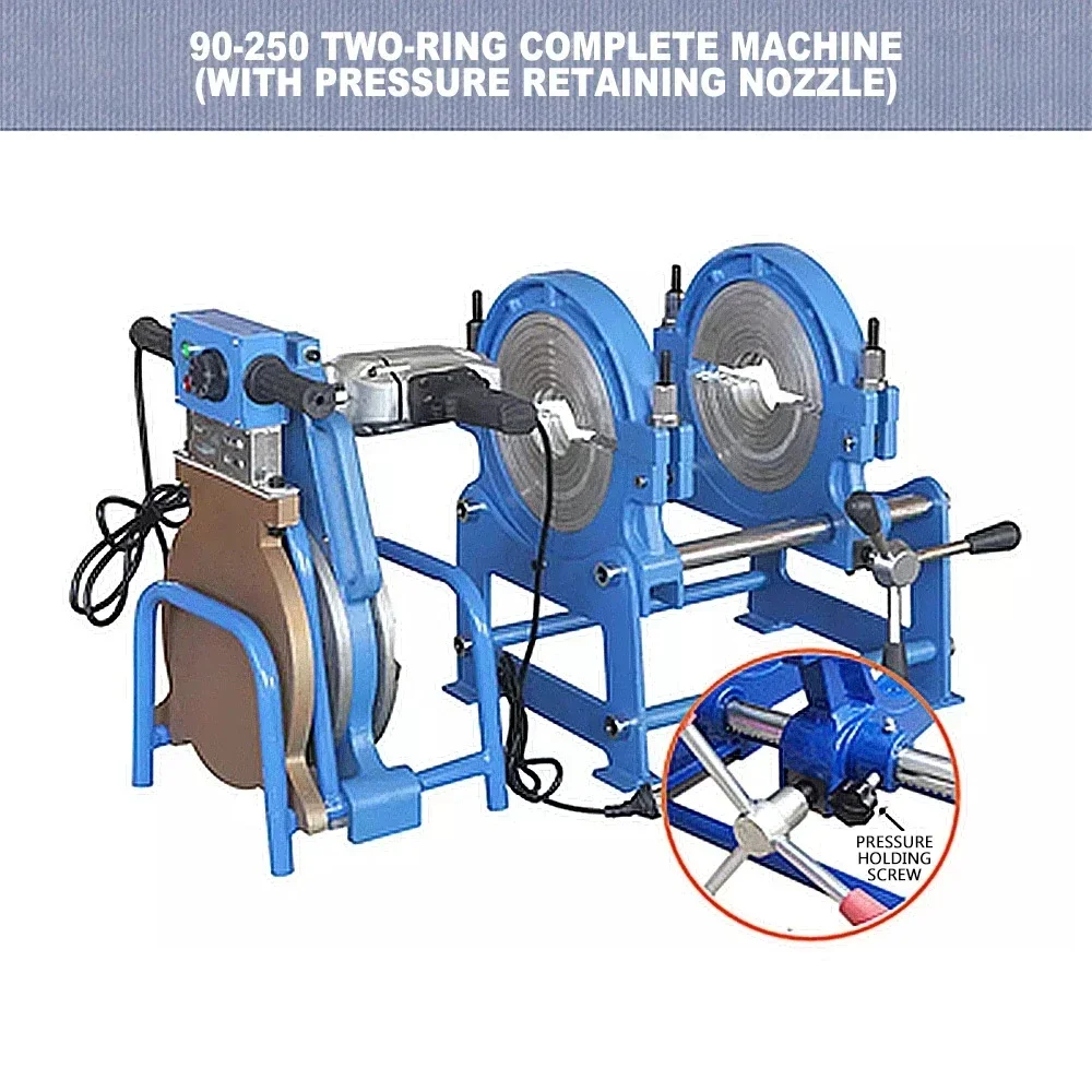 Máquina de soldadura por fusión de PE63-200, máquina de soldadura a tope tipo empuje manual de 220V, máquina de fusión en caliente de tubos, soldador de fusión a tope de PE de precisión