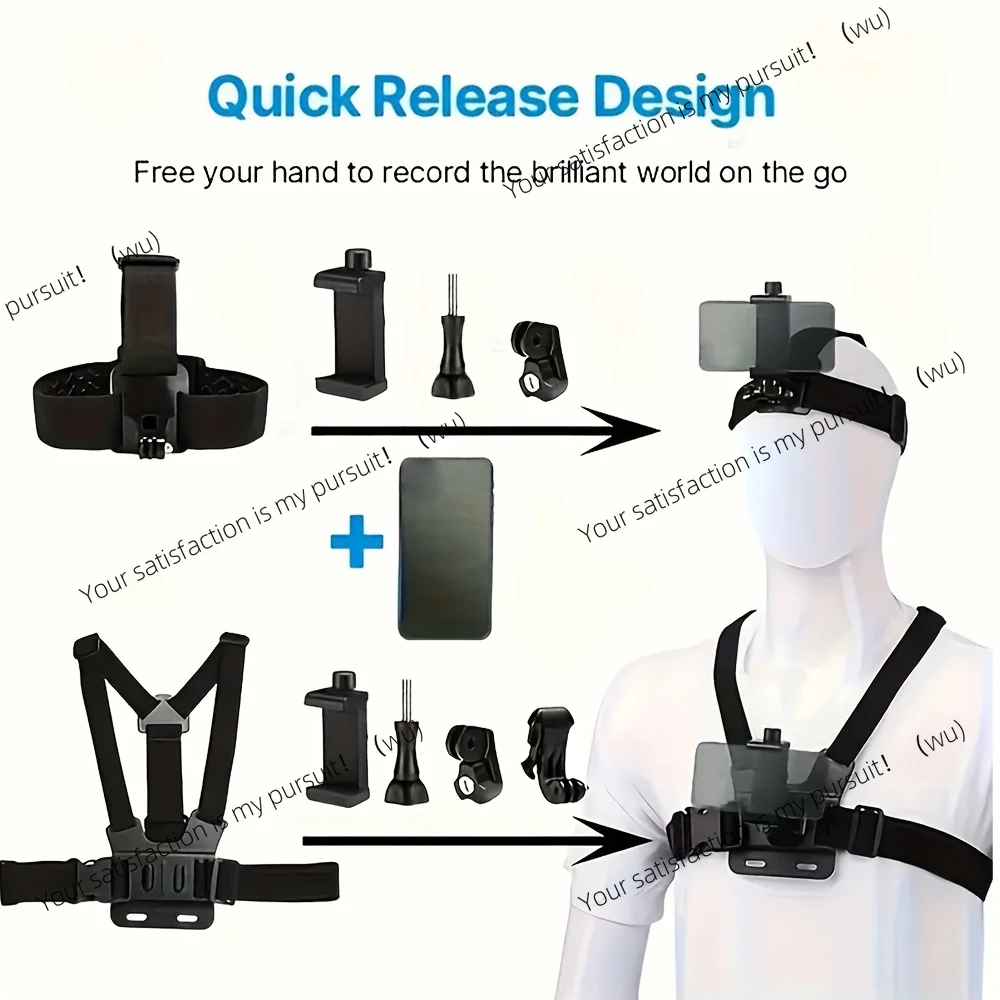 All-in-One Action Camera Accessories Kit Head Strap Chest Strap Mount Adjustable for GoPro Hero Phone Osmo SJCAM AKASO insta360