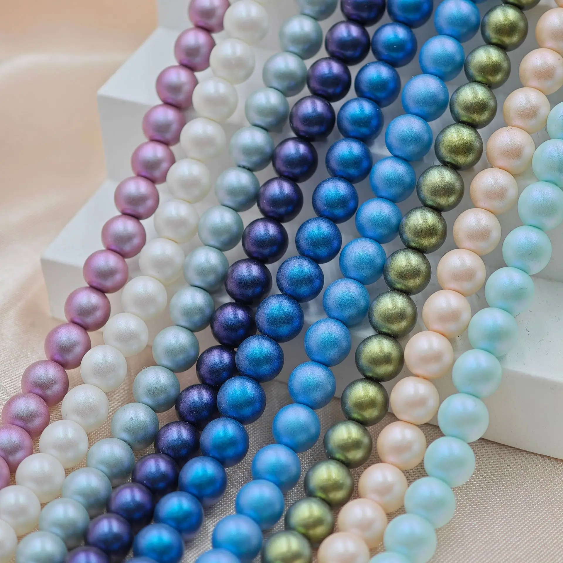 Perles en vrac mates, entièrement percées, de la série de couleurs irisées, en cristaux originaux de haute qualité d'Autriche, pour la fabrication de bijoux DIY