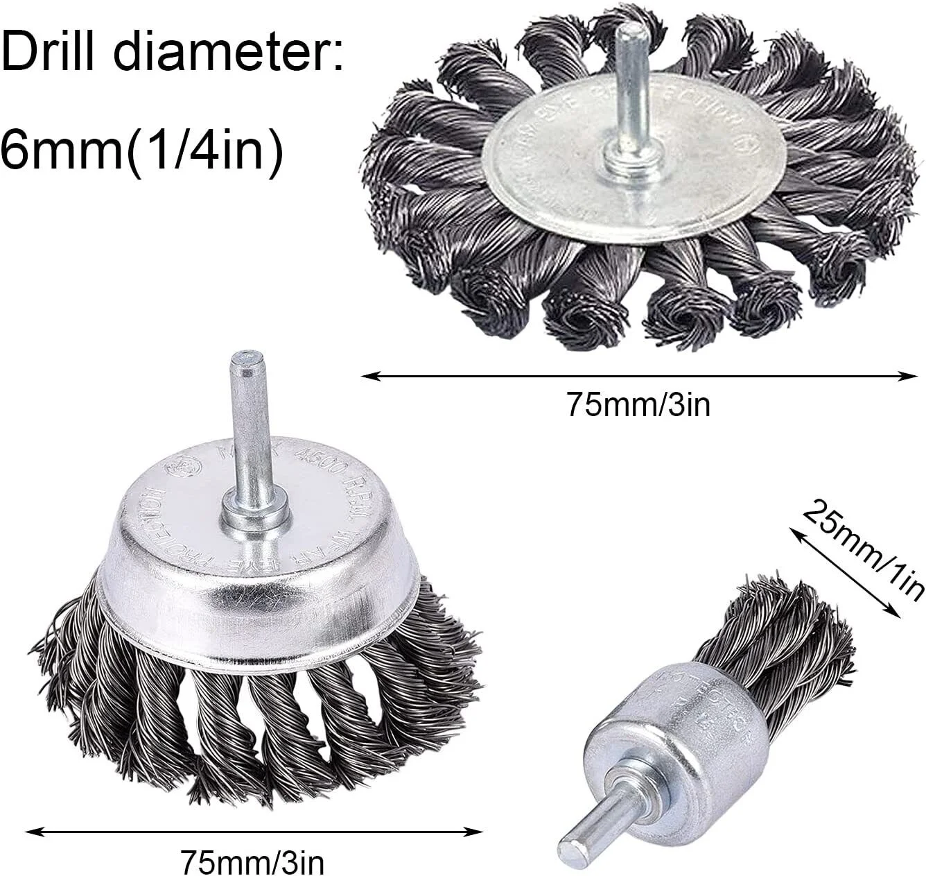 Twist Knotted Wire Wheel Cup Brush Wire Brush for Drill 6mm Shank Twisted Wire Wheel Brush for Rust Remover Paint Stripper