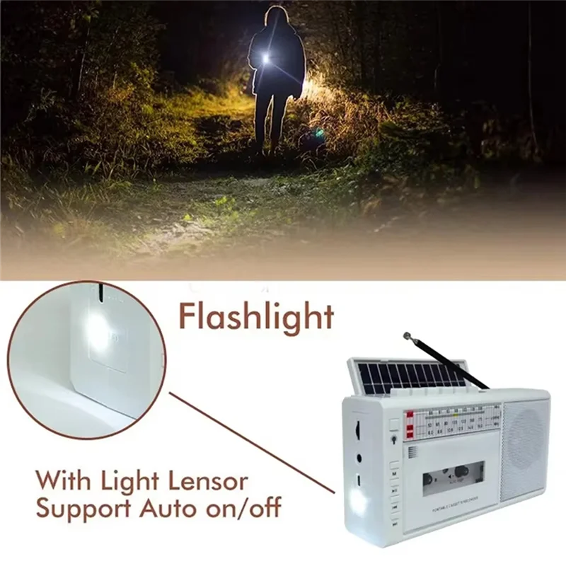 ABSQ-Retro USB AM/FM/SW Multibanda Radio Estéreo Inalámbrico Bluetooth Mp3 Audio Cassette Reproductor Grabador AM Radio Enchufe de la UE