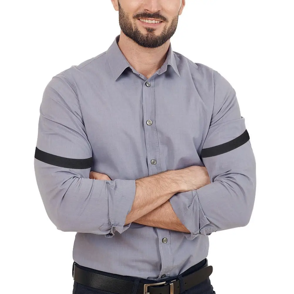 Elastic Shirt Armbands Garter for Men, Adjustable Metal Clip Shirt Sleeve Holder, Formal Business Wedding Suspender Arm Band