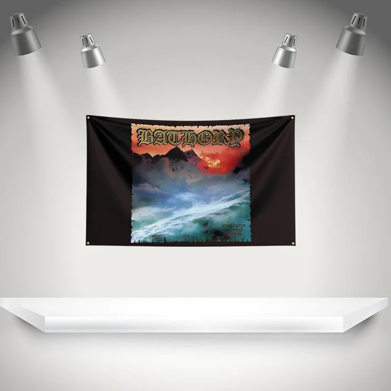 B-Bathorys Flag Rock Music Band Banner   HD Printing Tapestry Exhibition, Music Band Fans, Garage Decor