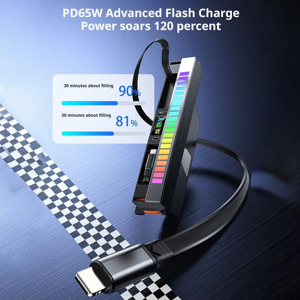 ل تسلا نموذج Y جونيبر هايلاند 2025 منافذ USB محطة متعددة RGB قابل للسحب كابل لرسو السفن محور شاحن ضوء Y2G9