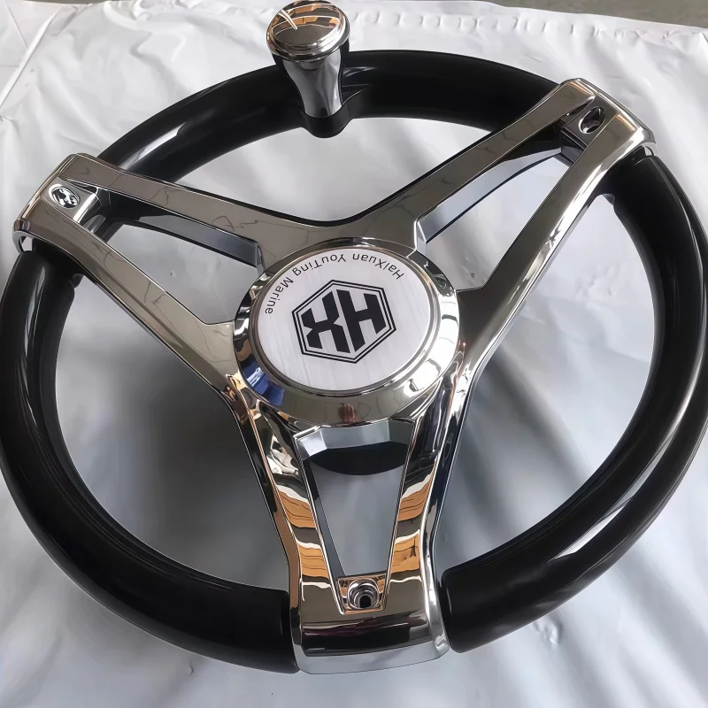 Marine Steering Wheel With Assist Ball Boat Steering Wheel For Fishing Speedboat Yacht Universal Anti Slip Durable Power Knob PU view 3