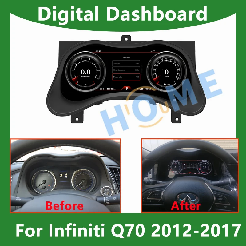 

Digital Dashboard Panel Virtual Instrument Cluster CockPit LCD Speedometer For Infiniti Q70 2012 - 2017 Smart Meter