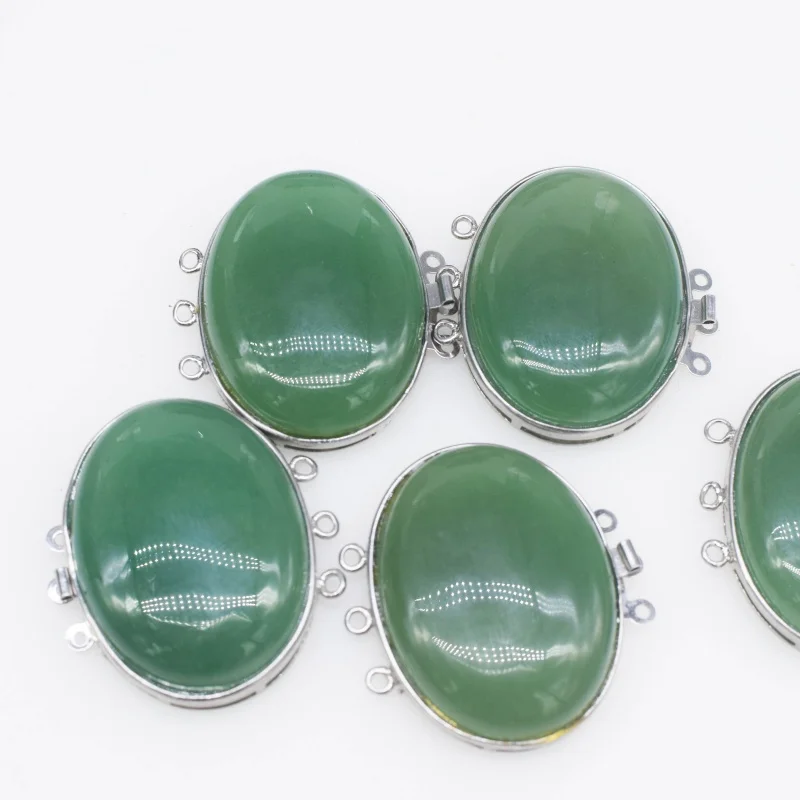 2Pcs Green Jade Oval Clasp 40mm Extra Strings for DIY Jewelry Making Wholesale FPPJ Pearl Connector