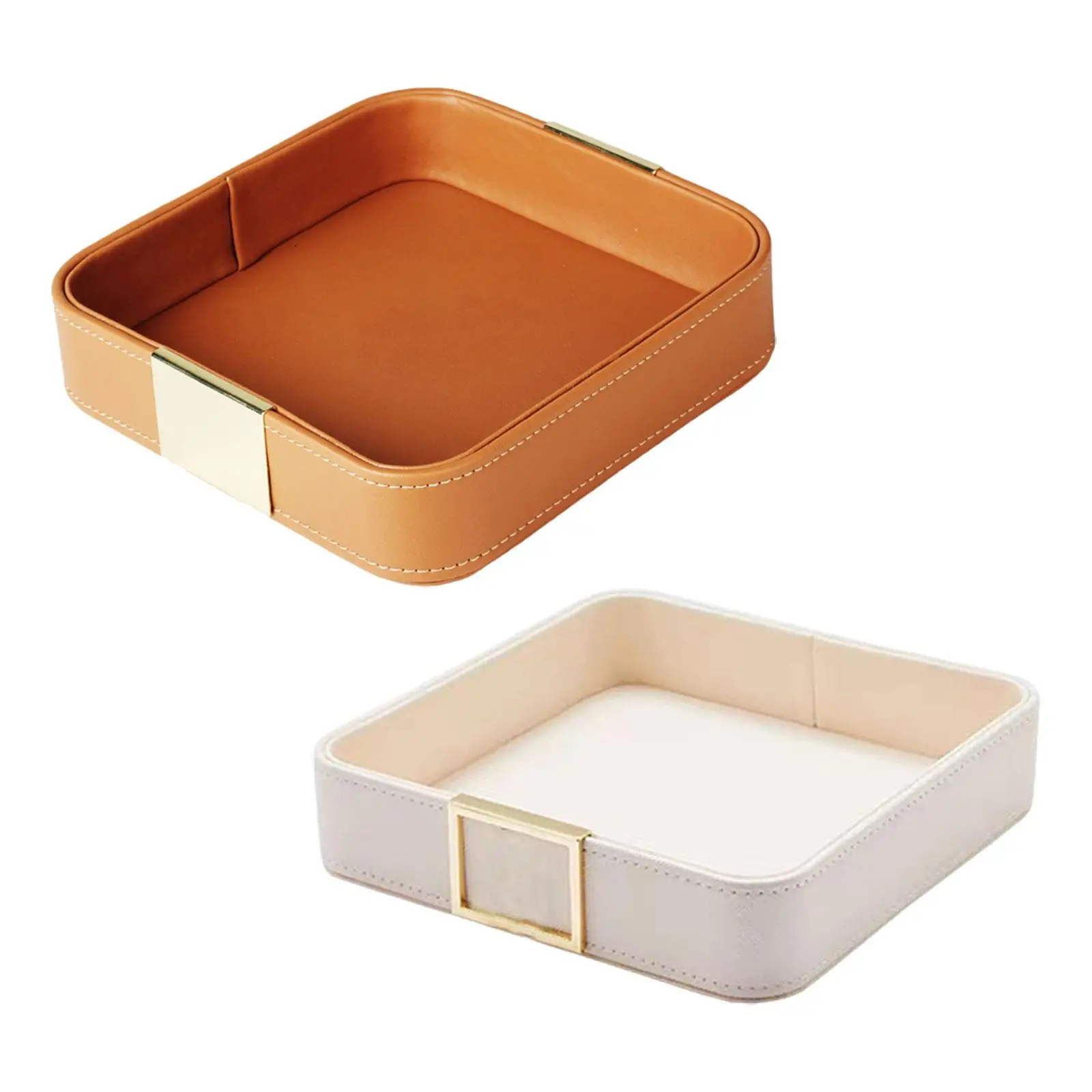 PU Leather Valet Tray Bedside Table Valet Tray NightStand Organizer Catchall Tray Jewelry Tray for Office Equipment Jewelry