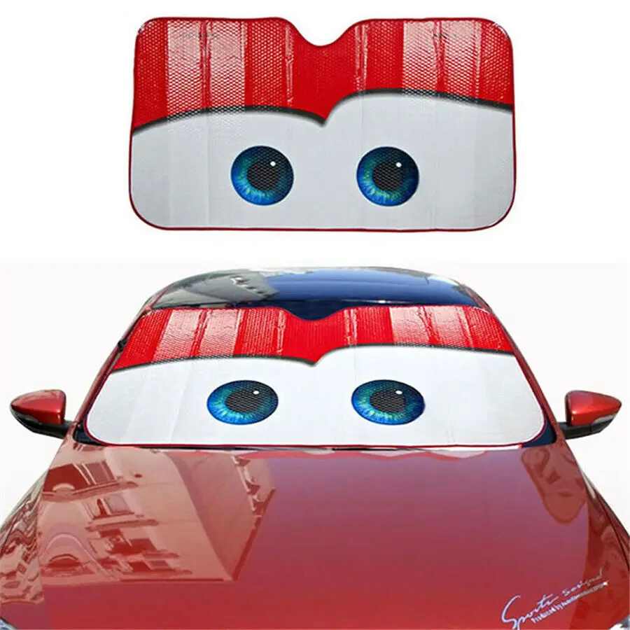 1x Red Cartoon Car Window Windscreen Sun Shade Sunshade Sun Visor Cover 130*70cm