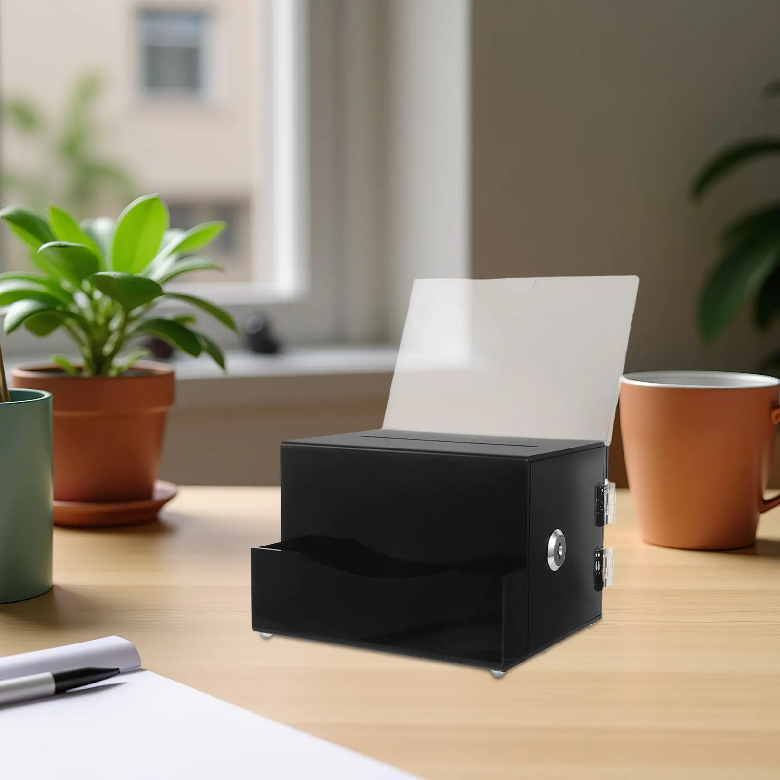 

Acrylic Donation Lock Box Tip Jar for Bartender Ballot Suggestion Case Fundraising Voting Raffle Restaurant Lockable Money