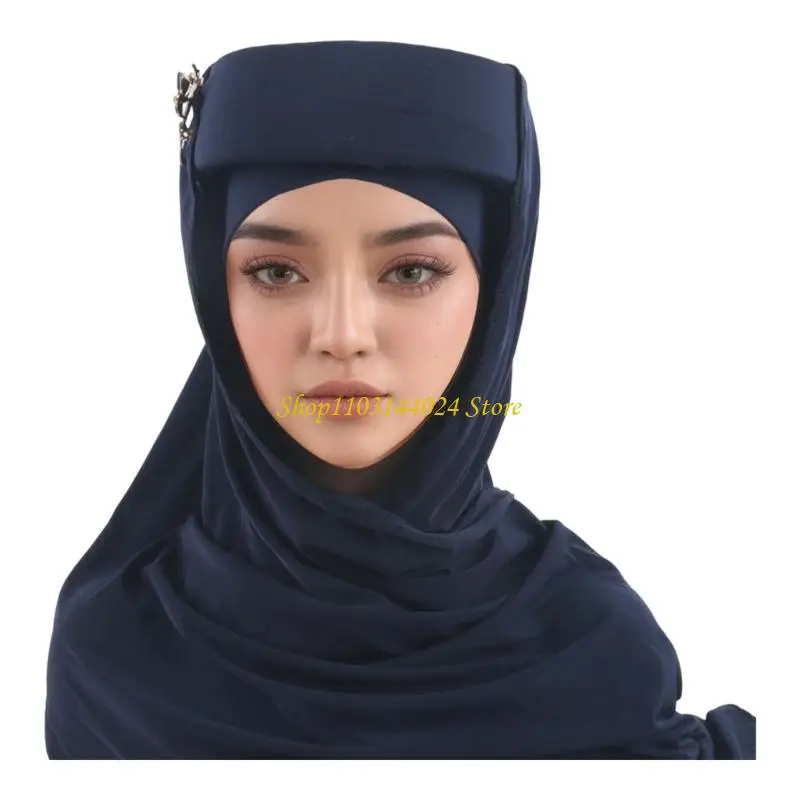 

N5KE Fashionable Bonnet Cap Headwear Hijab 8 Color Soft Polyester Headscarf