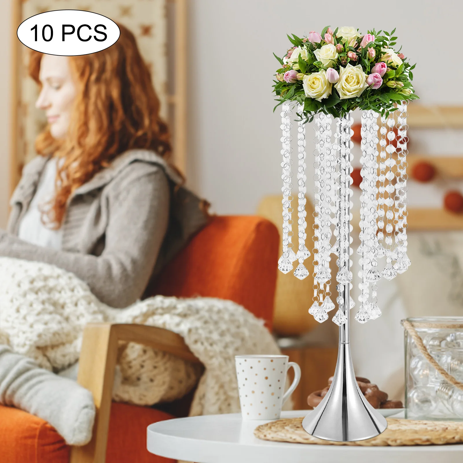 Luxurious Crystal Flower Stand Wedding Centerpieces on Floor Tall Metal  Stand Flower Vase for Wedding Party Dinner Event Decor