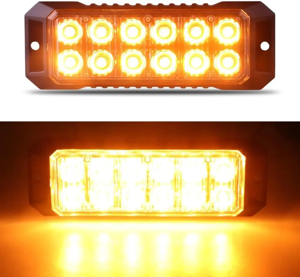 12LED Flashing Strobe Car Lamp for DC12-24V Emergency Trucks Car Vehicle Light Mini Grille Head Emergency Hazard Warning Lights