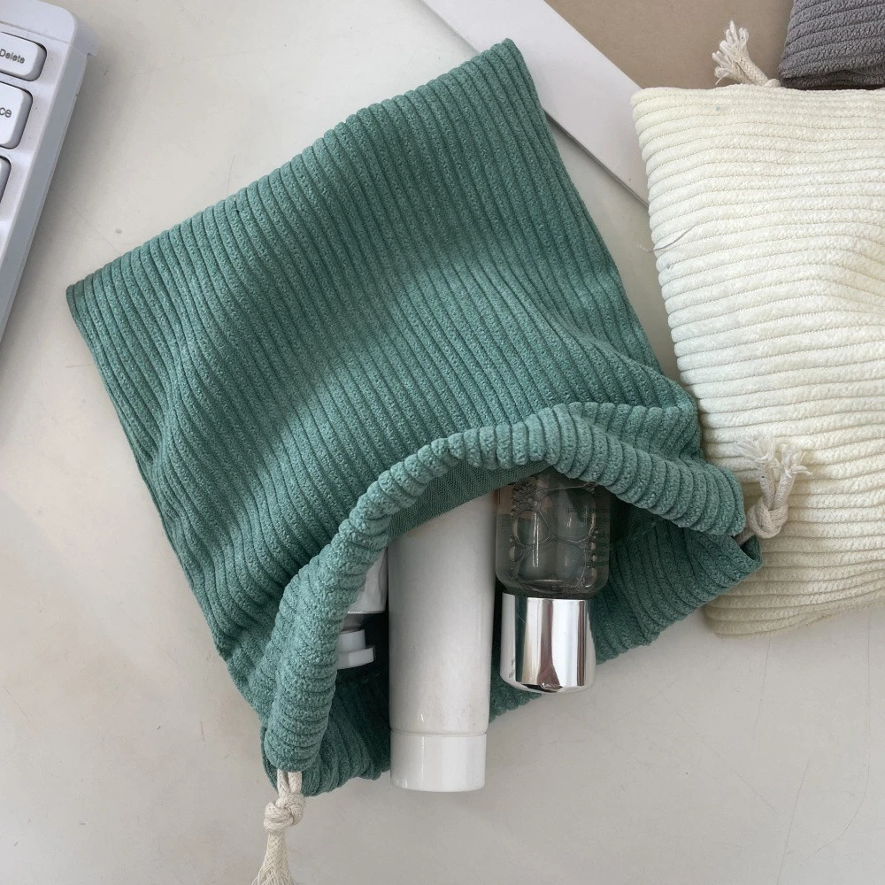 Solid Color Corduroy Drawstring Cosmetic Bags Christmas Gift Package Storage Bag Travel Cosmetic Lipstick Candy Organizer Pouch