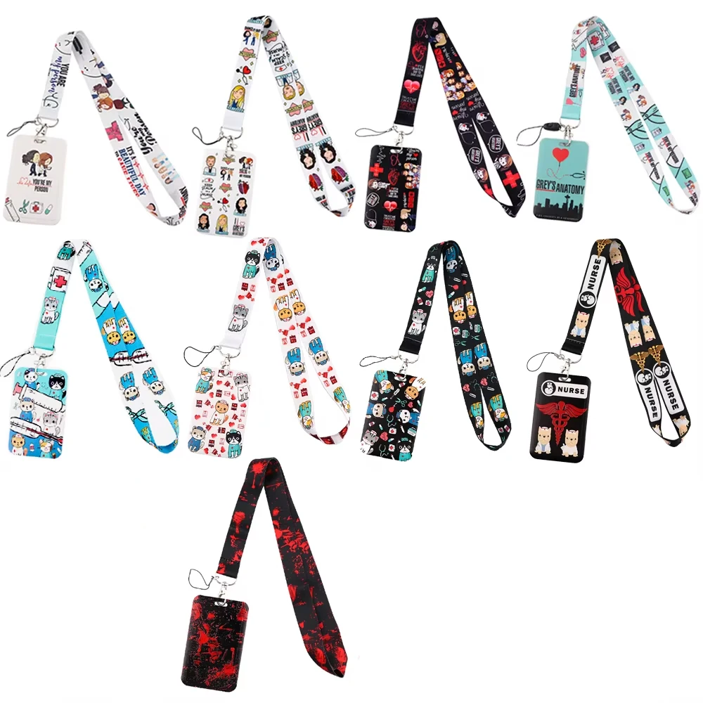 

ER713 Medical Grey's Anatomy Doctor Cat Blood Bank Credit Card Holder Bus ID Name Work Card Holder DIY Hang Rope Lariat Lanyard