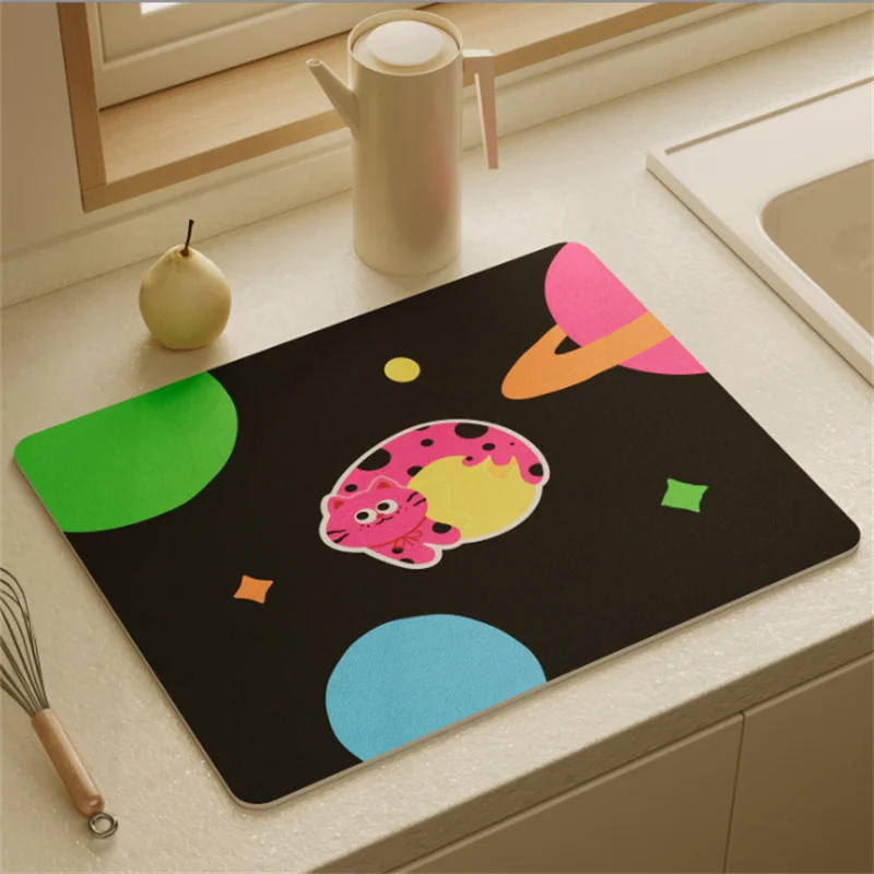 30x45cm Cartoon Cute Little Dog PU Leather Kitchen Countertop Mat Oil Resistant Waterproof Rectangular Dining Table Mat