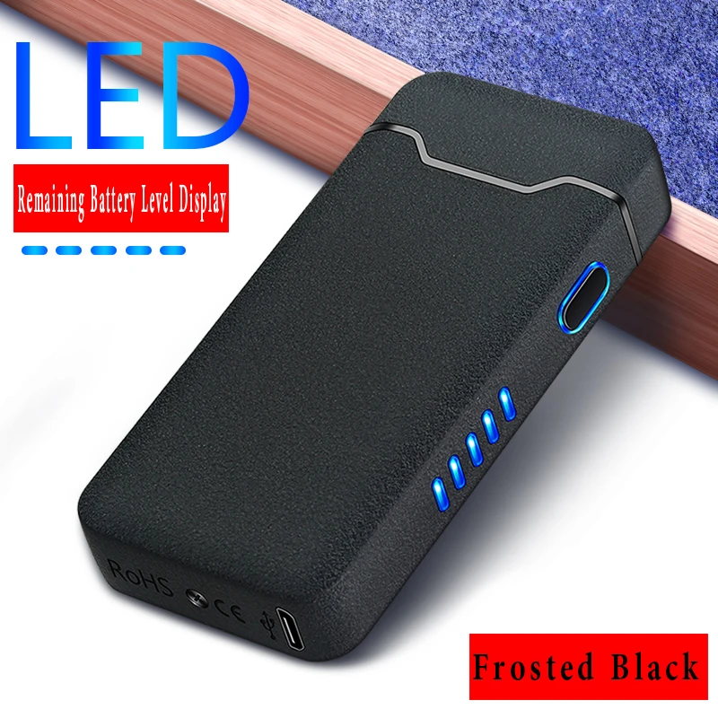 2024 New Windproof USB Lighter LED Power Display Plasma Lighter Rechargeable Electric Lighter Smoking Accessories