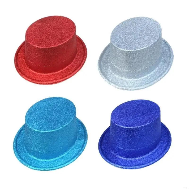 Y55F Glitter Magician Hat Party Top Hat Cowboy Fedora Hat costume COSTUTTO Copertina scintillante per bambini adulti per bambini