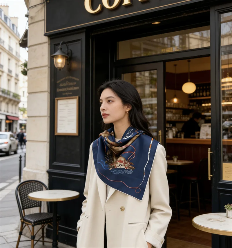 

14MM Silk Scarf Horse Square Bandanas Rolled Edges Shawls Bag Clothing Accessories Head Hair Bag Belt Decoration Mother Gift