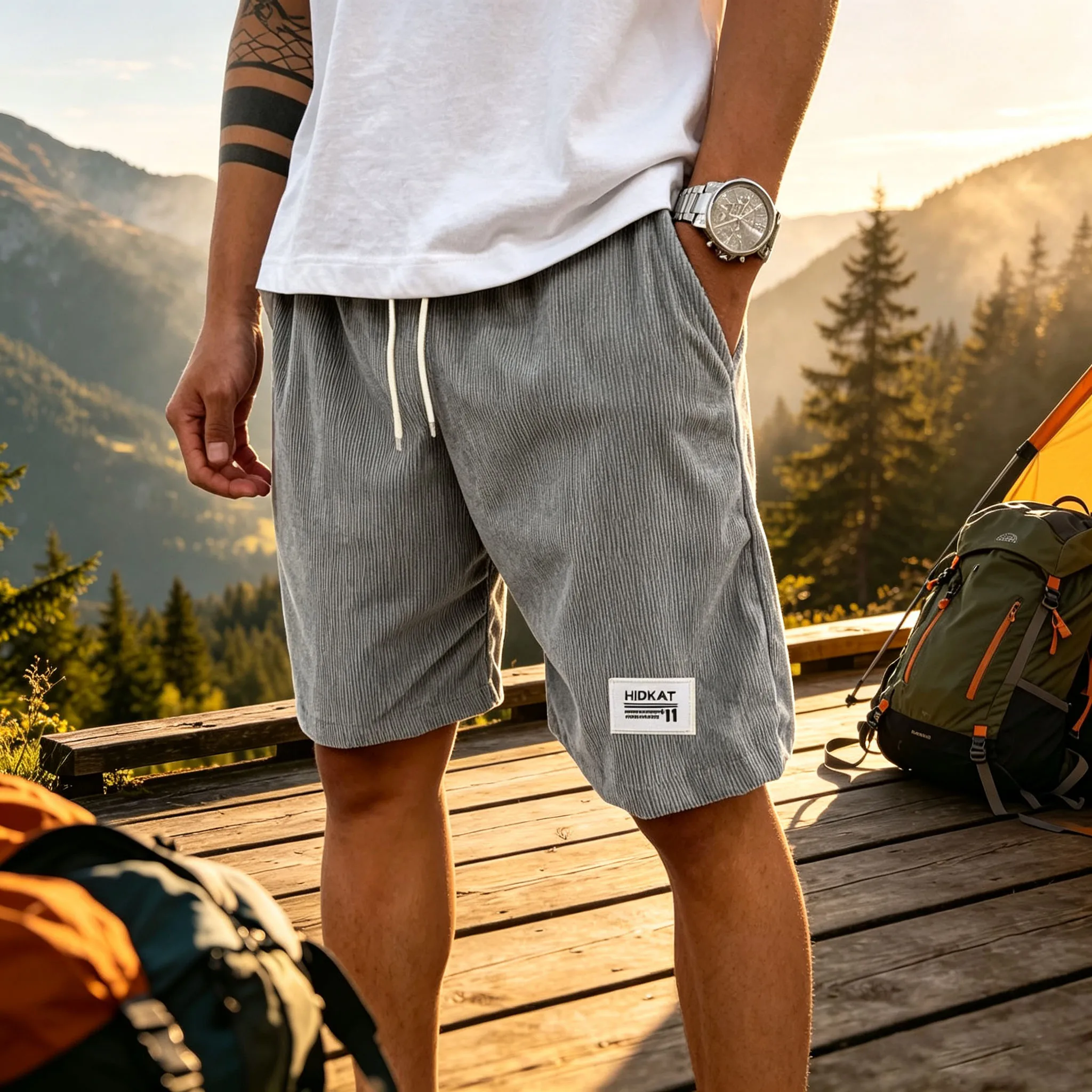 Freizeit-Sportshorts - Lockerer Stretch-Bund mit Kordelzug, atmungsaktive, schnelltrocknende Hose - Denim-Shorts - Erhältlich in mehreren Farben – Detail 4