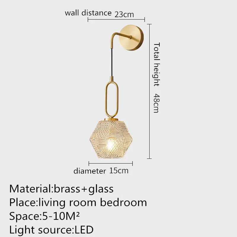 AFRA Modern Copper Wall Sconce Lighting LED Gold Brass Beside Lamp Classic Creative Decor for Home Bedroom Corridor