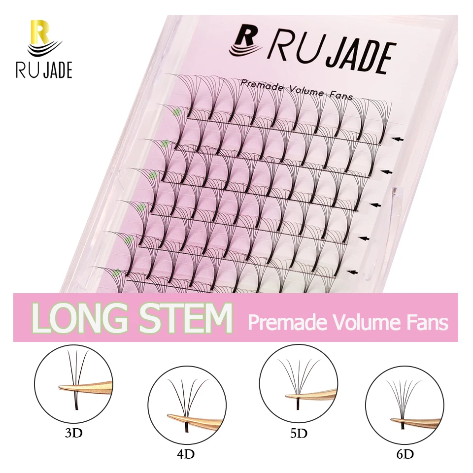 Rujade 0,07/0,10mm 3D 4D 5D 6D Lange Vorbereitete Russische Volumen-Wimpernverlängerungen aus Kunstnerz Weiche Natürliche Wimpern – Detail 1