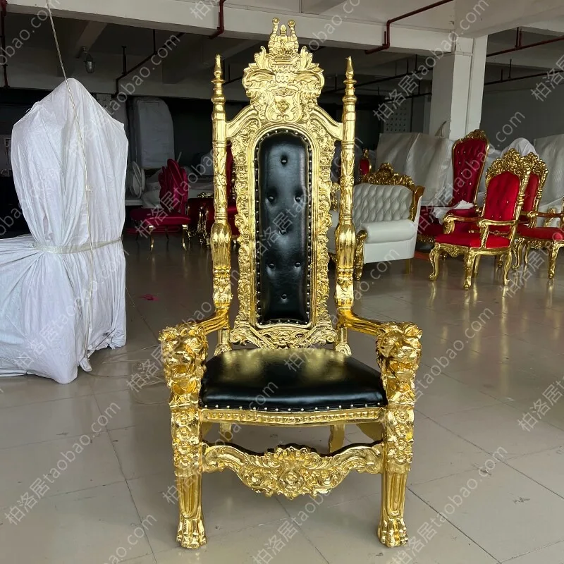 European gold foil wedding VIP chair wedding chair studio imperial chair hotel banquet hall party image