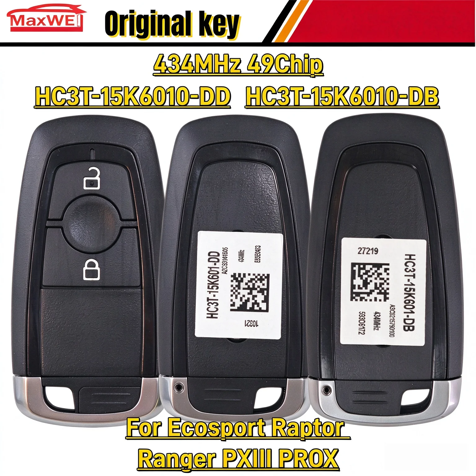 HC3T-15K6010-DD HC3T-15K6010-DB A2C93142100 Original OEM Smart Key 434MHz ID49 Chip For Ford Ecosport Raptor Ranger PXIII PROX