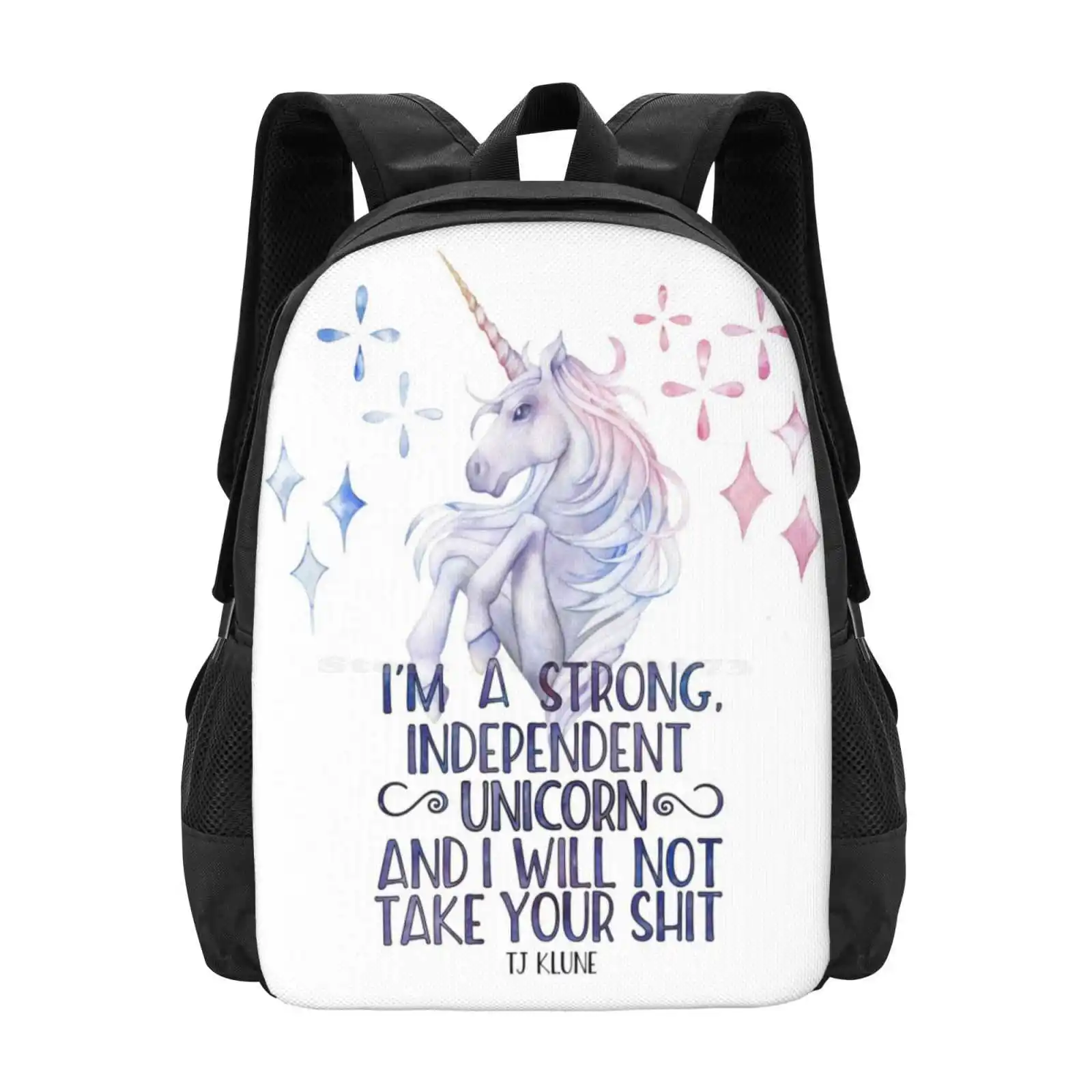 I Am A Strong Independent Unicorn - The Lightning Struck Heart Pattern Design Laptop Travel School Bags Unicorn Tj Klune Horse