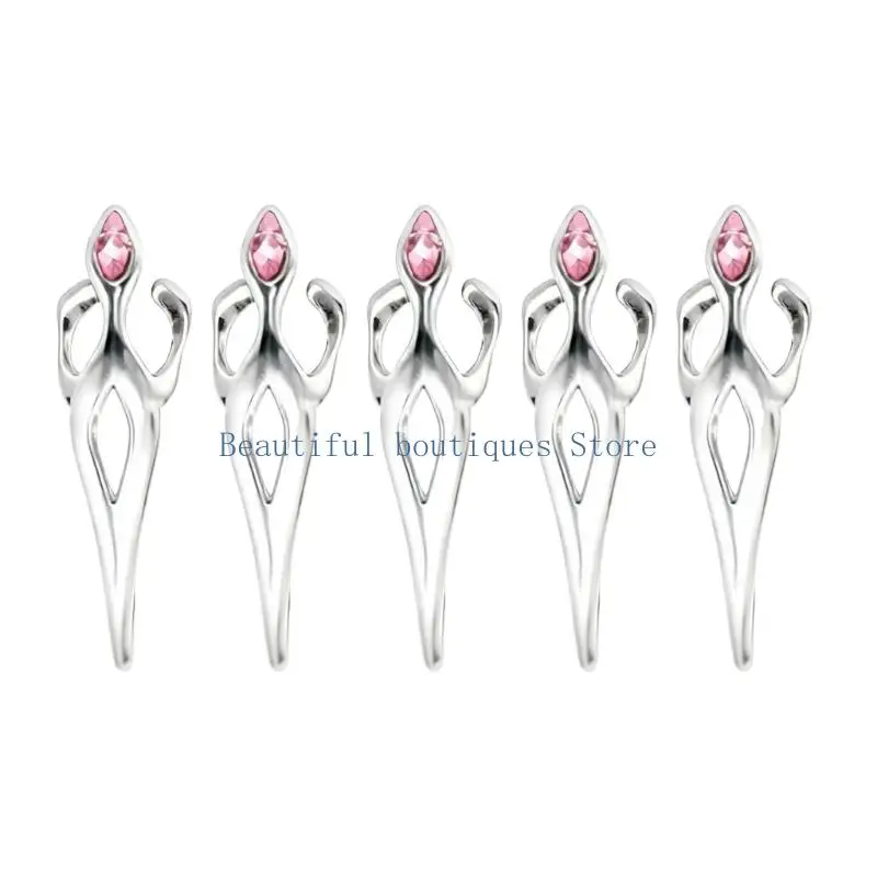 U4LF 5pcs Punk Dark Design Fingertip Ring for Teen Adult Armors Ring Neutral Minority Finger Ring Easy Maintenance