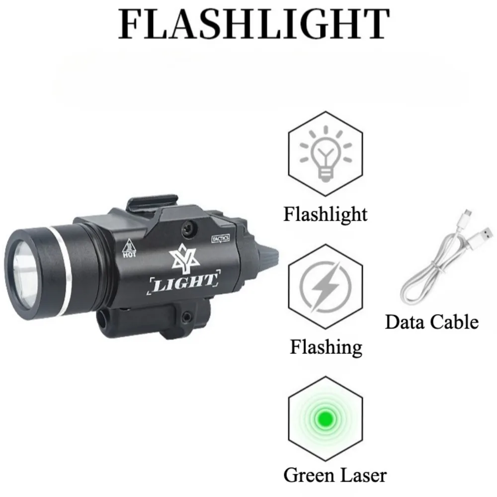 TR-1 Taktische Taschenlampe aus Metall mit Rot/Grün-Punkten, LED-Stroboskop, Waffenlicht für Outdoor-Jagd, passend für Picatinny-Führungsschiene 20mm, Bodenmontage – Detail 13