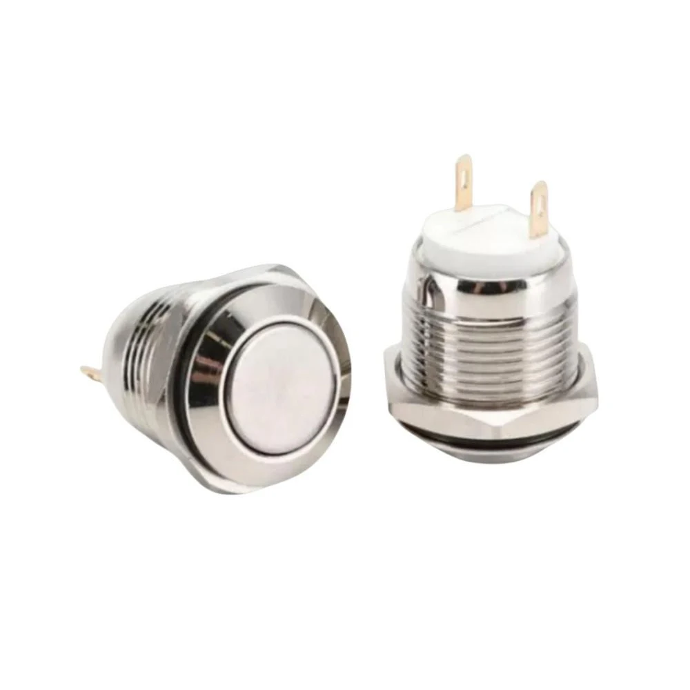 1PCS 16MM Metal Push-button Switch with 2-pin Instant Self-locking Short Waterproof Metal Flat/High Head Push-button Switch