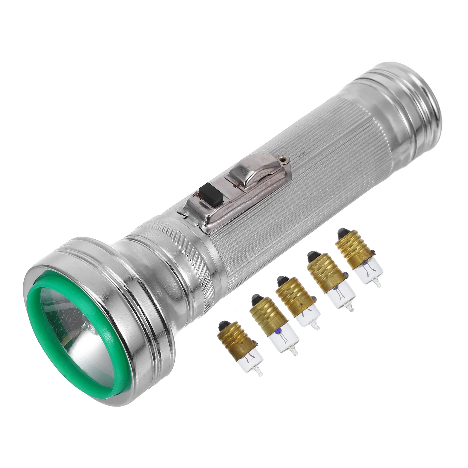 Ouderwetse jaren 80 zaklamp vintage metaal draagbaar buiten zoeklicht zaklamp aangedreven foto prop duurzaam zilver