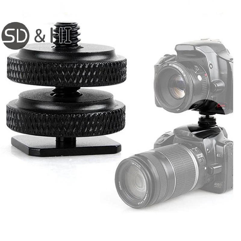 1/4 Double Conversion Screw Flash Metal Hot Shoe Mounts Camera Flash Adapter Upgrade Photography 2-in-1 General Components Tools