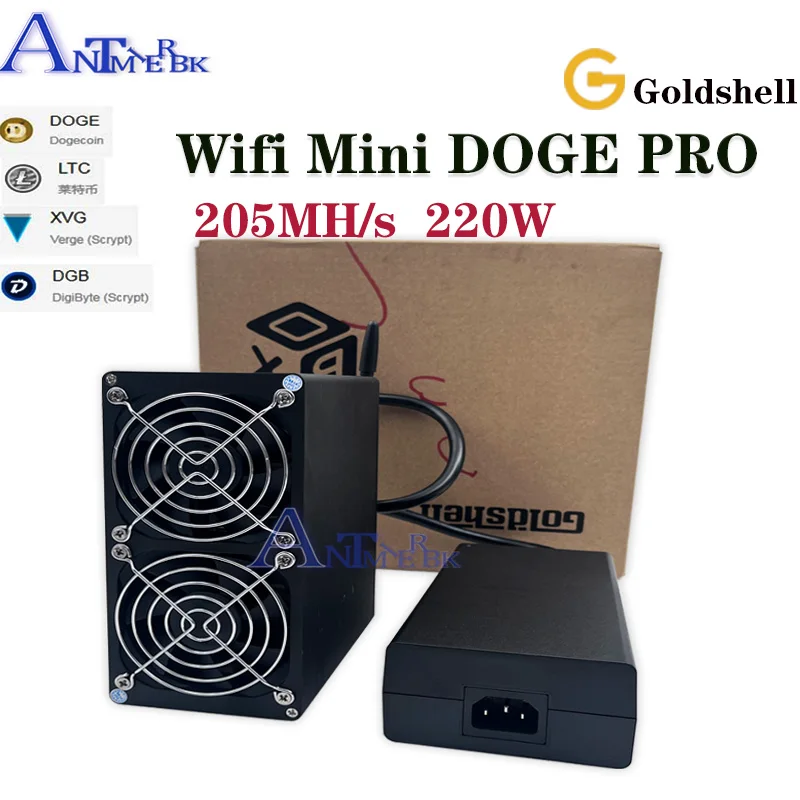 LTC MINER Goldshell Mini Doge Pro, con fuente de alimentación Original 205MH/s 220W, más económico que ASIC Miner L3 + KD6