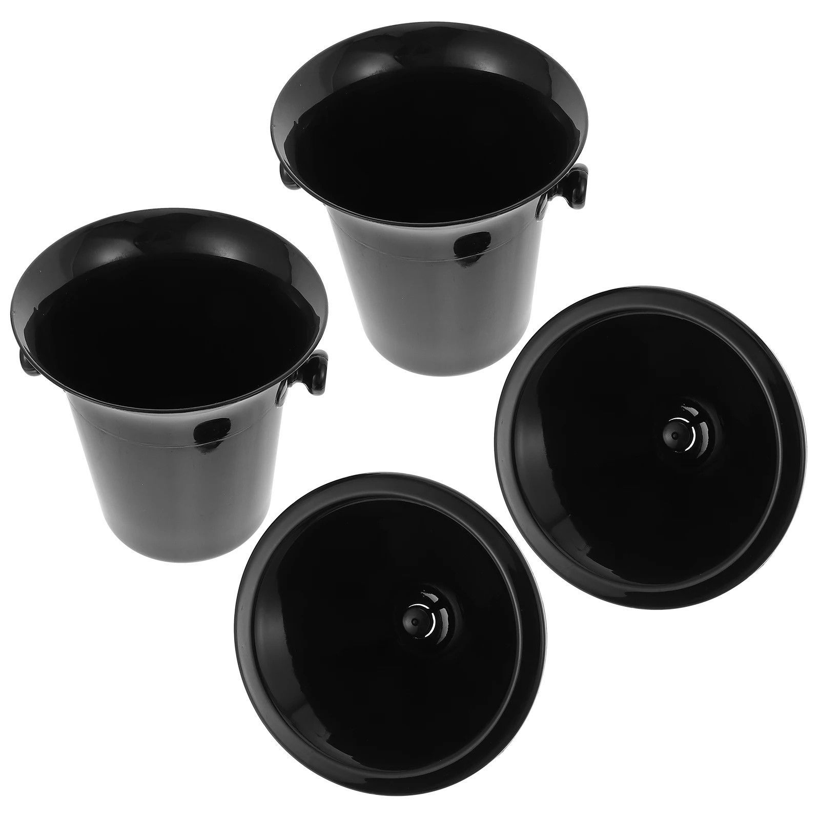 

2pcs Black Plastic Ice Tasting Bucket Funnel Shape Spill Proof For Whiskey Cocktails Parties Cellars Wine Spittoon Dump Bucket