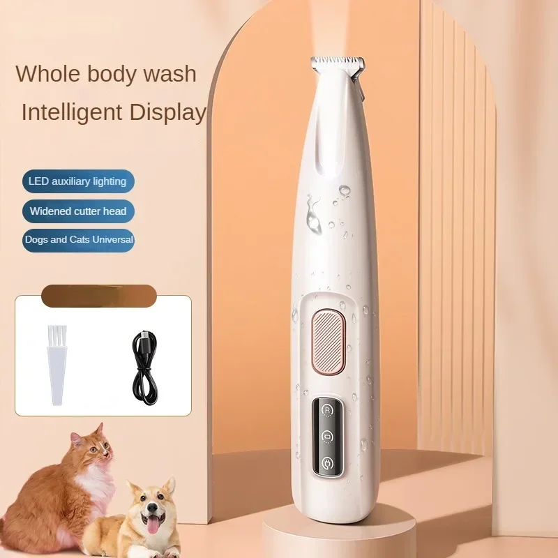 Dog Paw Trimmer with  Light Fully Waterproof Pet Hair Trimmer with  Display Dog Clippers  Grooming 18mm Widen Blade