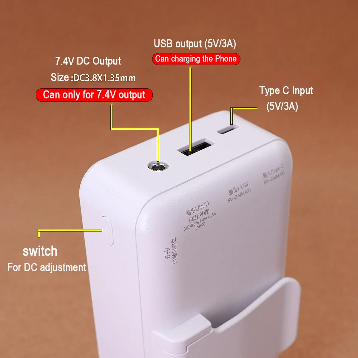 30000mAh 7.4V Power Bank przenośny zewnętrzny akumulator do ładowania do klimatyzacji wentylator kamizelka chłodzenie Powerbank do telefonu